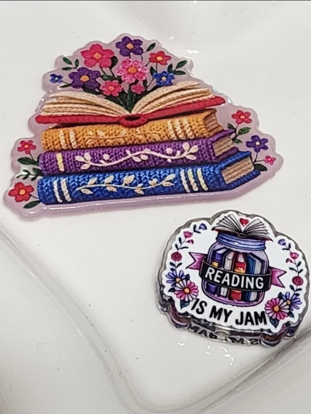 Reading Books Flatback Focal Bead Flats Badge Keychain Crafts Beaded Pen